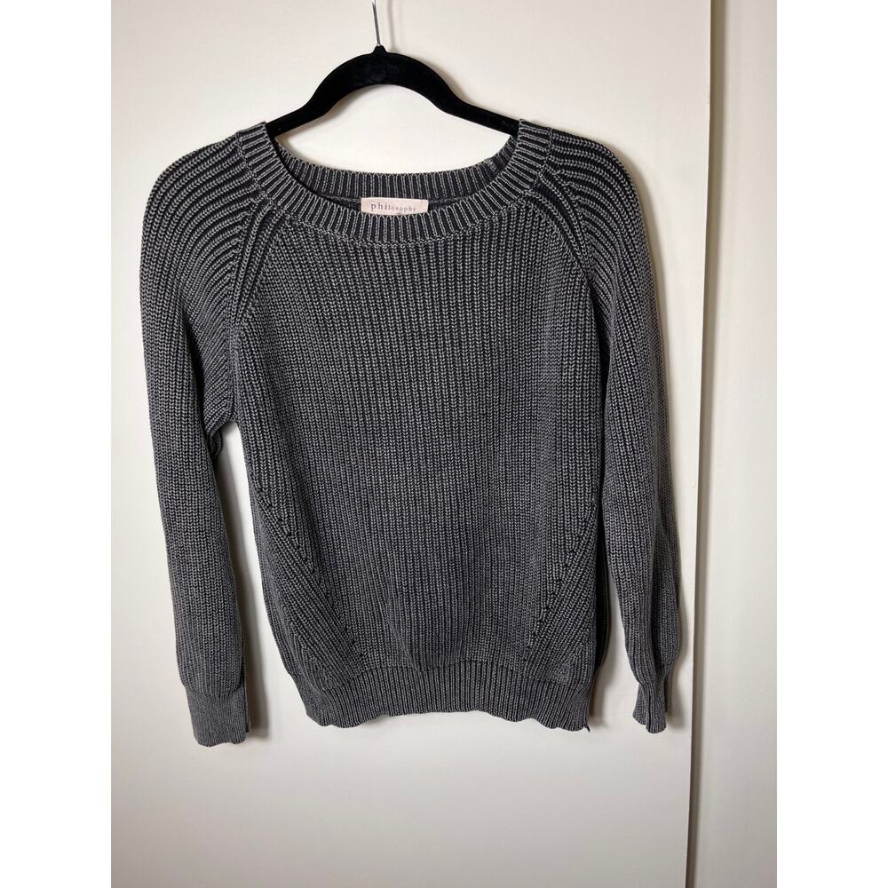 Philosophy‎ Republic Clothing Gray Ribbed Knit Sweater Large 100% Cotton